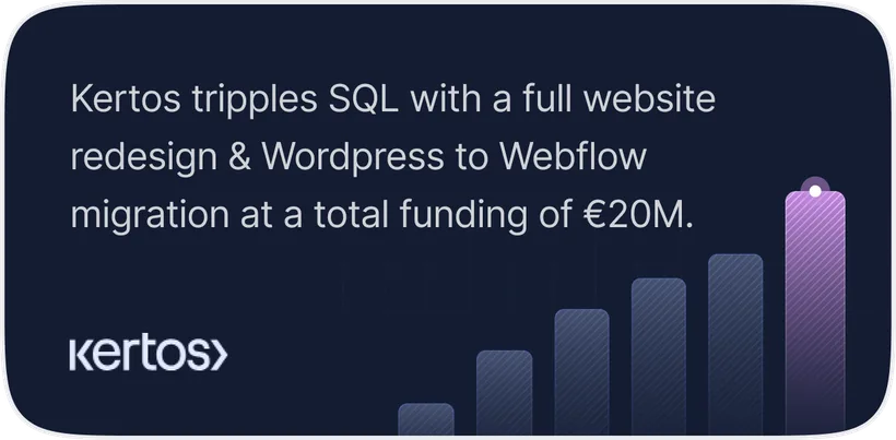 Kertos: tripled SQLs with a full website redesign and WordPress-to-Webflow migration, at €20M total funding